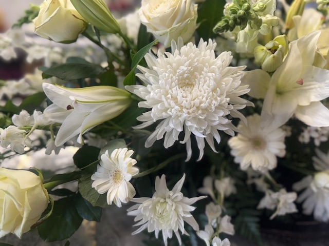 All Whites Casket Spray