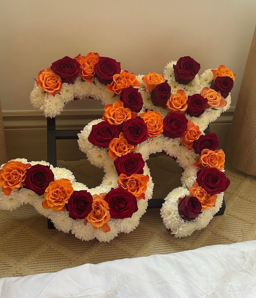 Hindu OM (Red & Orange Rose)