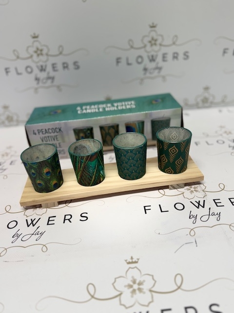 Set of 4 Peacock Candle Holders