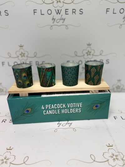 Set of 4 Peacock Candle Holders