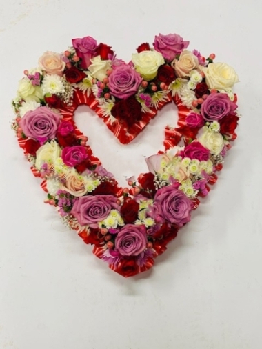 Red Pink & Cream Open Heart