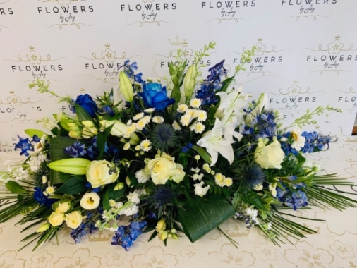 Blue & Whites Casket Spray