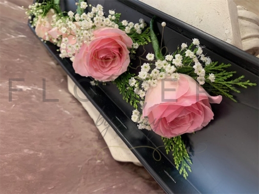 Soft Pink Rose, Leaf & Gyp BH