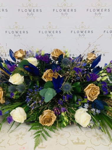 Navy & Gold Casket Spray