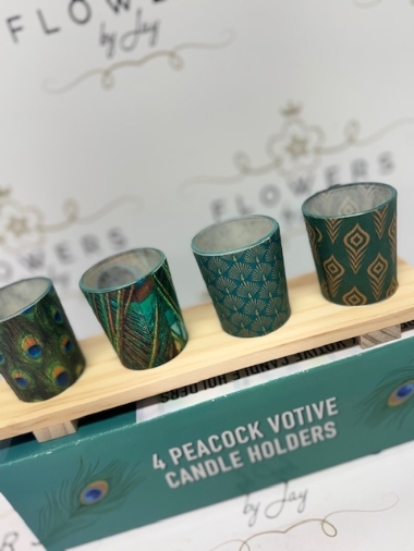 Set of 4 Peacock Candle Holders