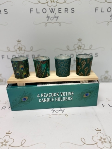 Set of 4 Peacock Candle Holders